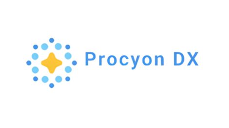 Procyon DX logo: a yellow four-pointed star on the left, surrounded by blue dots, with text Procyon DX in blue on the right.